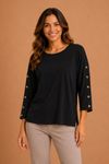 BLUSA AMPLA BOTOES PRETO